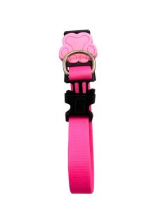 Coleira Neon Para Cachorros, Extra Pequeno, Coleira Ajustável, Passeio e Viagem, Confortável e Resistente, Rosa