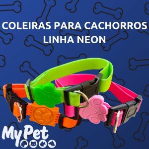 Coleira Neon Para Cachorros, Extra Pequeno, Coleira Ajustável, Passeio e Viagem, Confortável e Resistente, Rosa