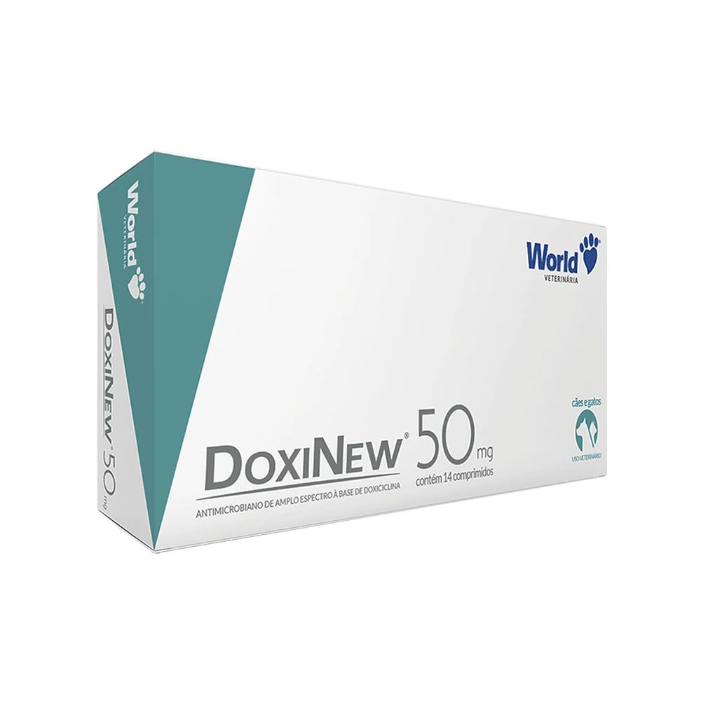 Antimicrobiano DoxiNew 50mg 14 comprimidos - p/ Cães e Gatos 