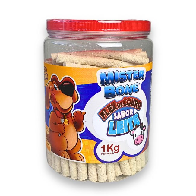 Petisco Flexível de Couro Sabor Leite 1Kg - p/ Cães