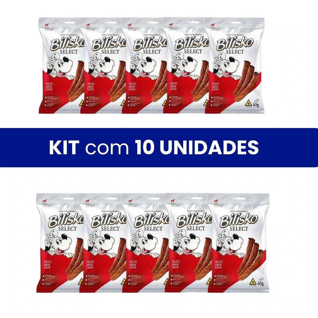 Kit c/ 10 unid Bilisko Palito 65g Carne