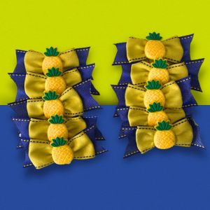 Kit Lacinhos Pet Jeans Pineapple com 10 unidades - Prático e Lindo - para Banho e Tosa