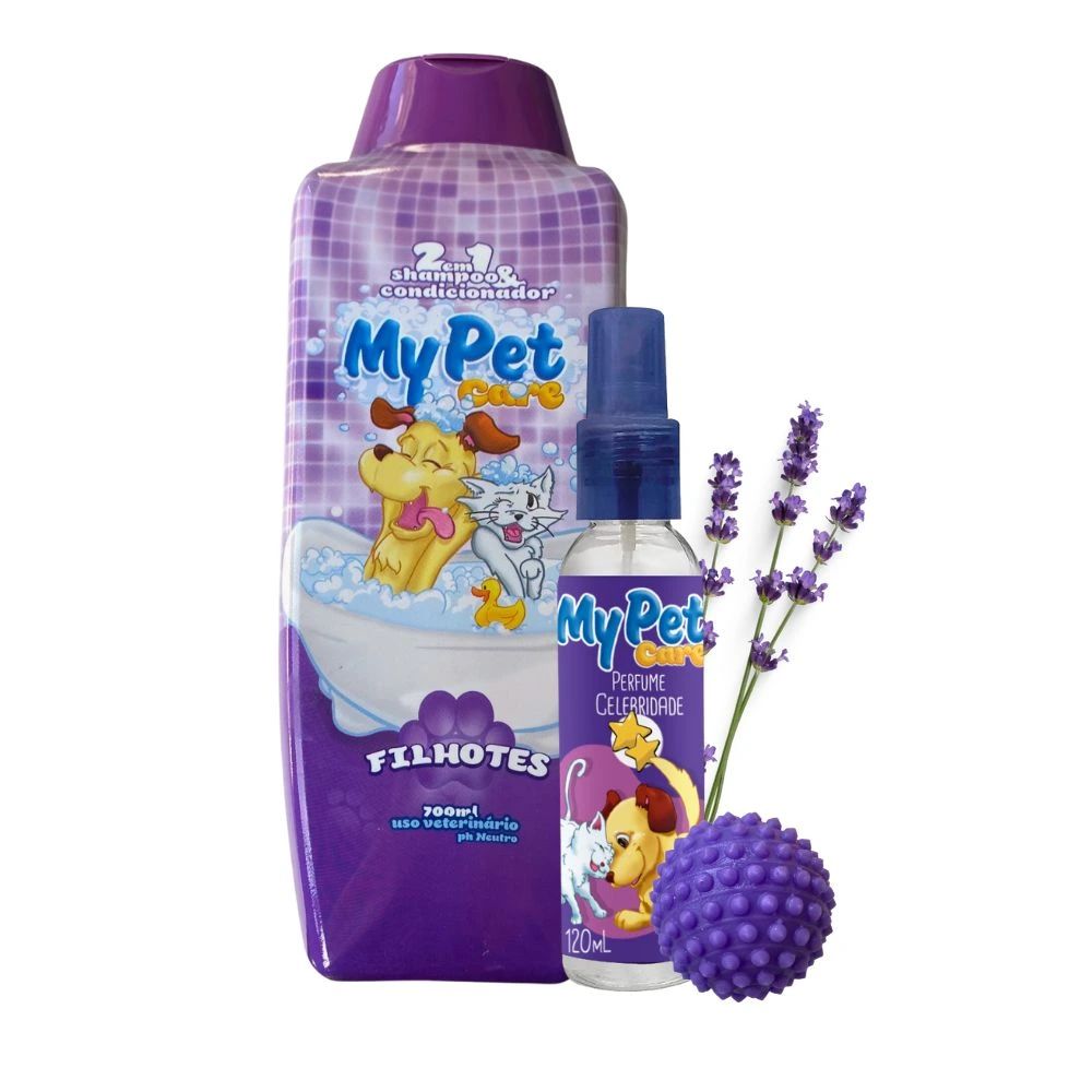 Kit My Pet Care para Cães e Gatos -  Shampoo + Perfume + Bolinha para Pet 