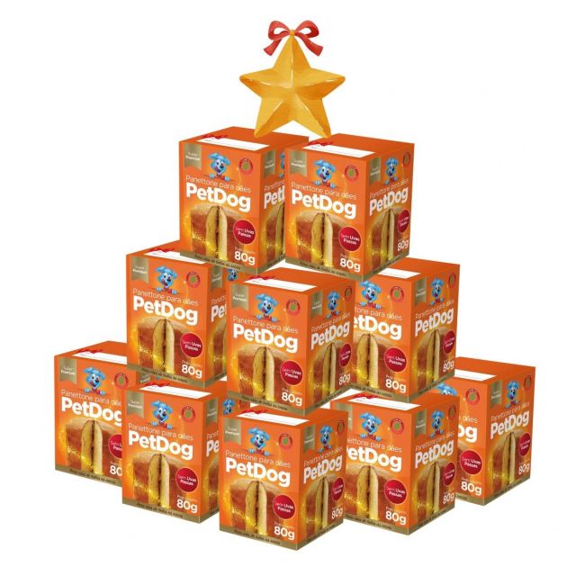 Kit Panettone Pet para Cães Sabor Tradicional 80g - c/ 10 unidades