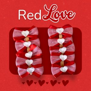 Lacinho Pet Red Love - Kit com 10 unidades - Beleza e Elegância - Ideal para Banho e Tosa