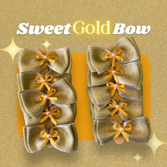 Lacinhos Pet Luxo Sweet Gold Bow - Kit com 10 unidades