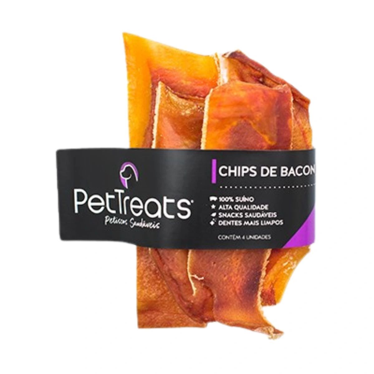 Petisco p/ Cães Chips de Bacon Orelha Suína 4 Unidades