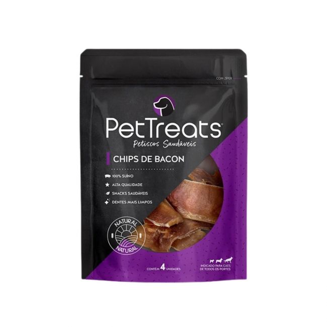 Petisco p/ Cães Chips de Bacon Orelha Suína 4 Unidades