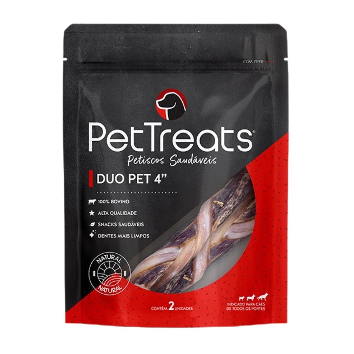 Petisco p/ Cães Duo Pet 4" Couro e Esôfago Bovino 2 Unidades