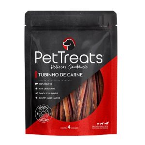 Petisco p/ Cães Tubinho Sabor Carne Esôfago Bovino 4 Unidades