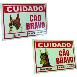 Placas de Advertência - Cuidado Cão Bravo