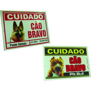 Placas de Advertência - Cuidado Cão Bravo