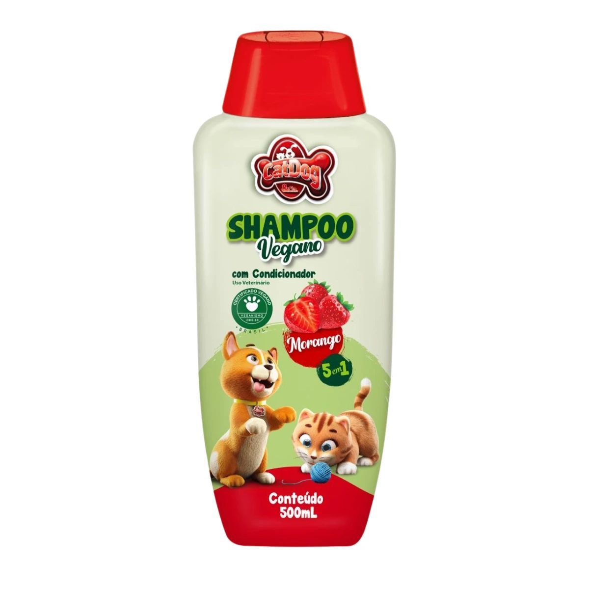 Shampoo Vegano Morango 5 em 1 Catdog 500ml